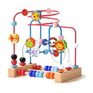 婴儿玩具6个月以上1岁宝宝精细动作训练三线绕珠儿童益智积木串珠