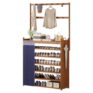 门厅一体衣帽架简易家用门口入户小鞋架子多层多功能防尘鞋柜玄关