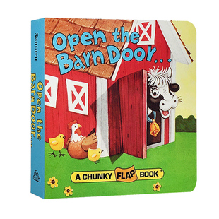 农场动物认知拟声词学习Open the Barn Door Find a Cow英文原版绘本翻翻书A chunky flap Book趣味手掌书1-3岁纸板撕不烂书