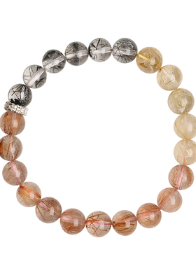 吉饰坊铜发晶多米手链金发晶黑发晶设计款水晶手串送礼生日礼物