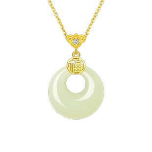 周大生福气平安扣项链女S925银玉髓吊坠轻奢本命年送妈妈新年礼物