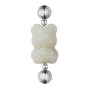 无用之用「悠然意趣」天然和田白玉小熊双边符号件