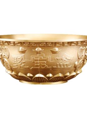 纯黄铜聚宝盆八方来财摆件