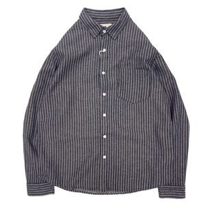 棉麻条纹衬衫男夏季亚麻日系复古欧美简约长袖宽松加大码休闲衬衣