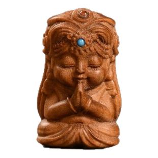 印度老山檀香合掌扎基拉姆木雕檀木手串散珠配饰diy配件手机吊坠