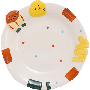 釉下彩陶瓷杯子勺子盘子碗碟餐具家用碗碟卡通风可爱早餐碗酸奶碗