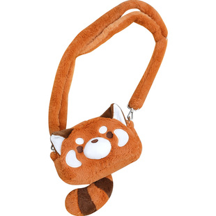 歪瓜出品都是小熊猫多用束口袋 大容量毛绒可爱女款单肩斜挎包