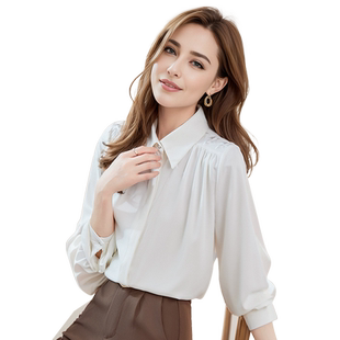 衬衫女上衣春装女2026年春季新款女装小衫洋气显瘦OL长袖衬衣女款