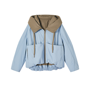 飞鸟和新酒小个子带帽棉衣女2025冬季新款显瘦加厚加棉保暖短外套