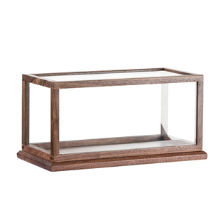 黑胡桃实木玻璃防尘罩透明展示盒 家用小型手办盲盒收纳盒展示柜