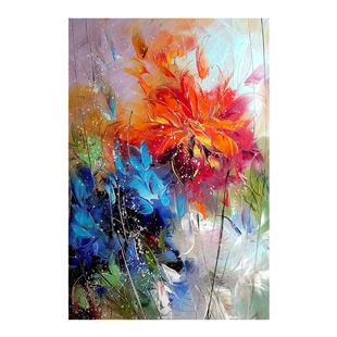 纯手绘油画焰火绽放花卉抽象画手工玄关客厅装饰画背景墙艺术挂画