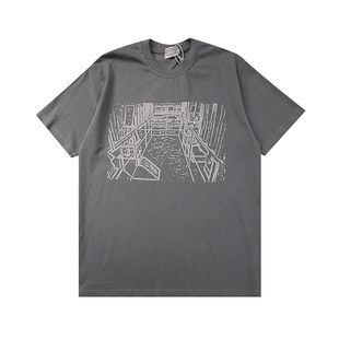CAV EMPT C.E 19AW日系水洗蜡染3M反光隧道图案短袖t恤常规男女