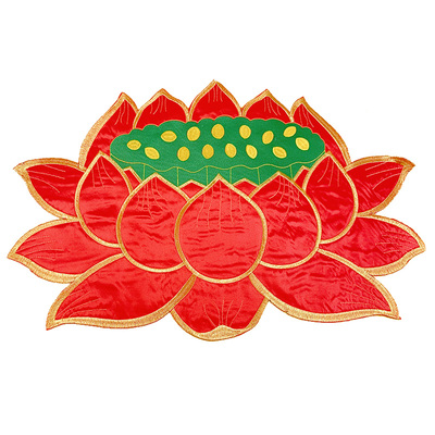 莲花刺绣布贴拜垫莲花图案