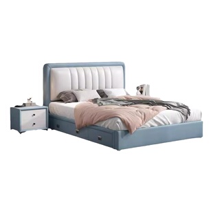 榻榻米软包一米二单人床男孩1.2米床1.35m单人皮床女孩公主床主卧