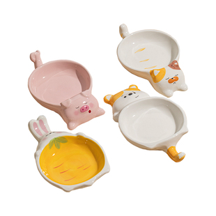 萌趣卡通小号碟子家用火锅蘸料碟酱油碟醋碟调料碗陶瓷盘子可爱碗