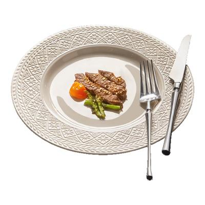 法式浮雕牛排餐盘西餐盘子高级感轻奢家用陶瓷意面盘菜盘碟子平盘