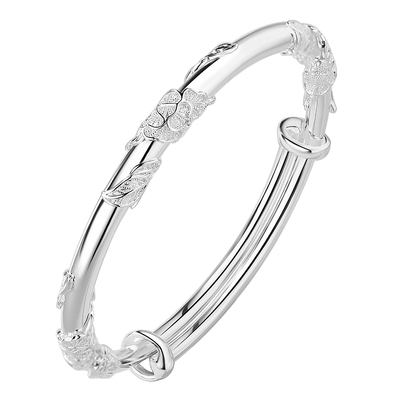 999.9足银花丝手镯送妈妈送长辈