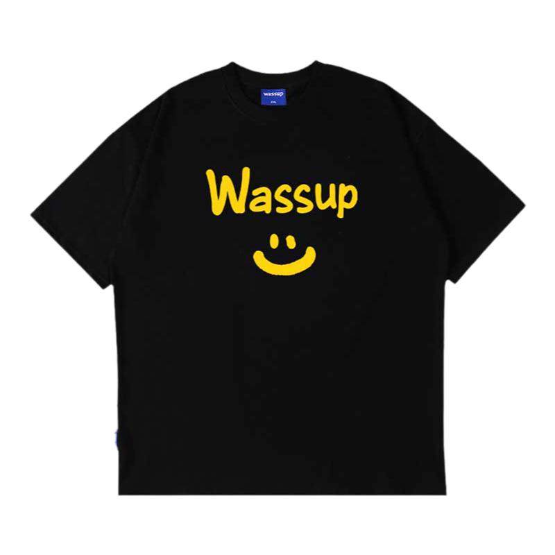 WASSUP潮牌笑脸字母T恤短袖