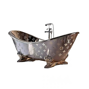 意大利轻奢浴缸高级感别墅卫浴成人家用独立式不锈钢椭圆形泡澡盆