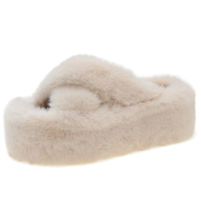 厚底毛毛拖鞋女外穿秋冬增高防滑