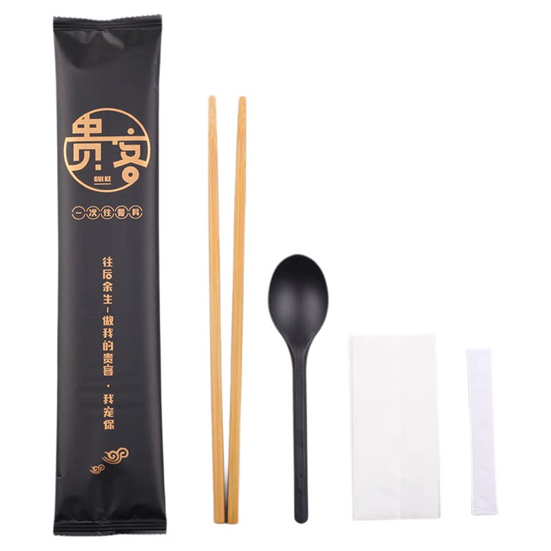 一次性筷子四件套商用勺子打包餐包四合一外卖餐具筷子套装可定制