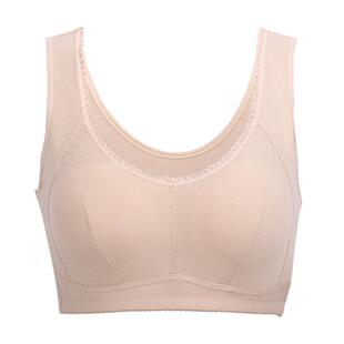 妈妈内衣文胸无钢圈中老年运动纯棉背心式女薄款聚拢老人大码胸罩