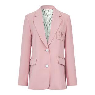 曼德诗蓝灰色西服2026春新款高级感洋气西装外套春季通勤ol风上衣