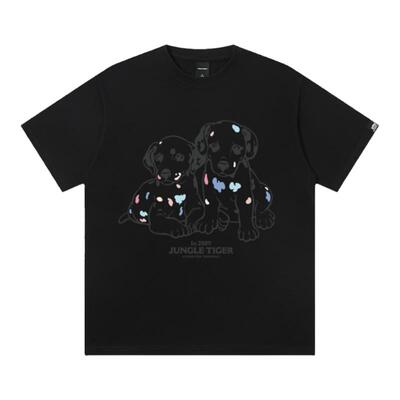 丛林老虎可爱斑点狗纯棉短袖T恤