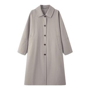 画风drawwind2026春秋季新款中长款风衣女韩版纯色单排扣翻领外套