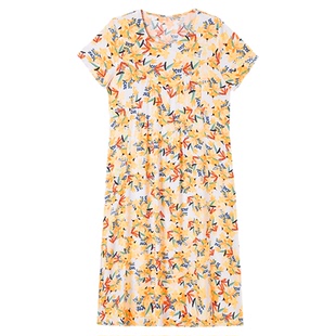 妈妈夏季气质棉绸凉快睡裙女新款中老年女装宽松休闲洋气连衣裙