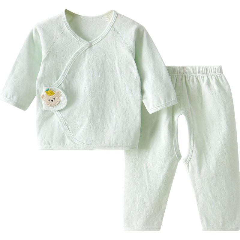 拉夏贝尔新生婴儿衣服春秋初生0纯棉3月打底分体秋衣宝宝内衣套装