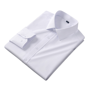 竹纤维男士长袖弹力蓝色衬衫商务休闲工装职业短袖白衬衣打底正装