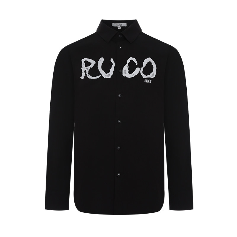 RucoLine黑色男衬衫字母印花