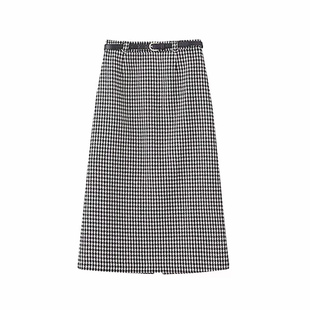 【经典格调】官方冬季新款千鸟格纹直筒裙女高腰显瘦半身裙赠皮带