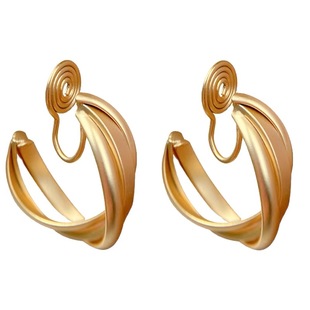 「港风少女」港风圆圈蚊香盘耳夹耳环金色耳饰复古小众耳圈耳钉银