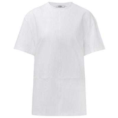 CALVINLUO 24新品圆领结构线短袖T恤百搭上衣 白/粉/浅绿/灰绿