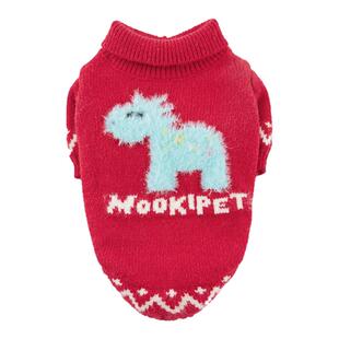 mookipet狗狗猫咪过年衣服冬比熊泰迪小型犬小狗新年红色毛衣保暖
