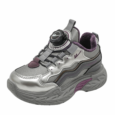 回力女童运动鞋冬季2025新款冬鞋皮面防水耐脏儿童棉鞋加绒老爹鞋