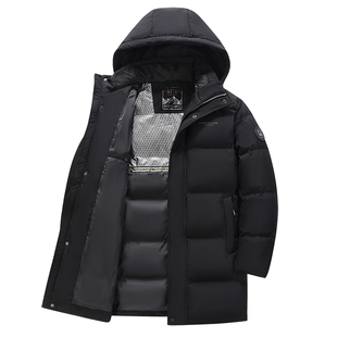 恒源祥中老年男士鹅绒羽绒服中长款加厚保暖商务休闲爸爸冬装外套