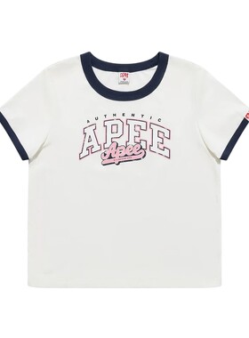 【明星同款】APEE by A BATHING APE辣妹短袖上衣T恤正肩甜美风