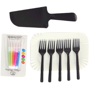 蛋糕盘叉套装一次性刀叉盘碟组合蛋糕纸盘生日烘焙包装环保餐具