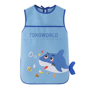 3D尾巴画画衣儿童幼儿园防水围裙无袖长袖夏季反穿衣美术画室罩衣