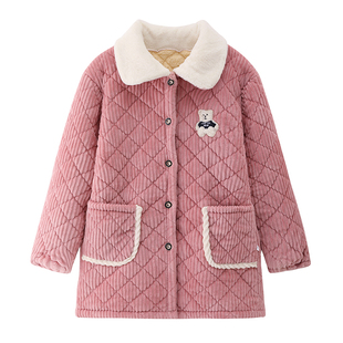 罩衣女冬季加绒加厚成人时尚外套保暖工作服有袖防污护衣家用围裙