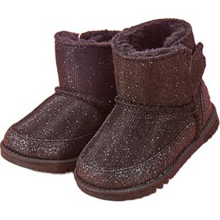 卡特兔小童雪地靴女孩亮片婴儿软底加绒加厚冬季新款宝宝靴子