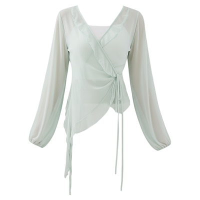 网纱泡泡袖成人舞蹈上衣