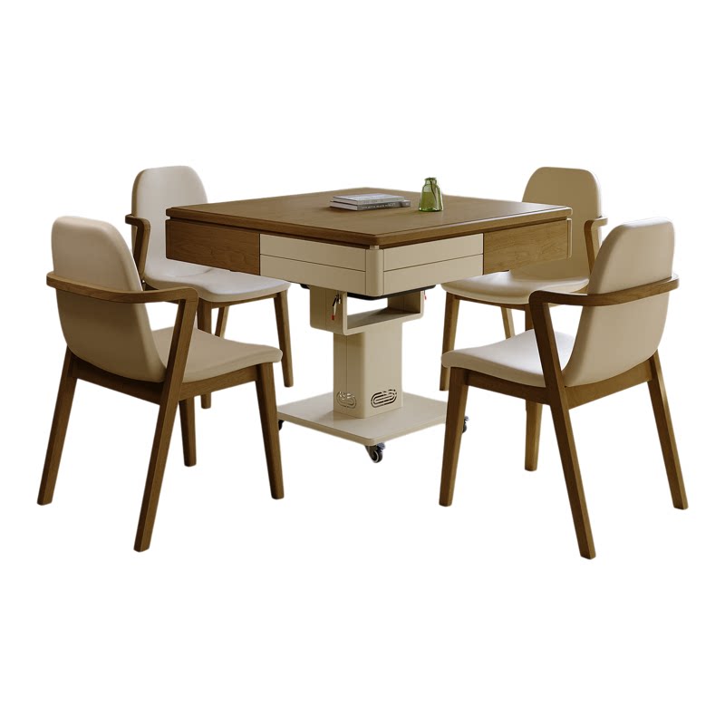 可折叠实木麻将机全自动家用餐桌多功能新款一体机带烤火炉麻将桌