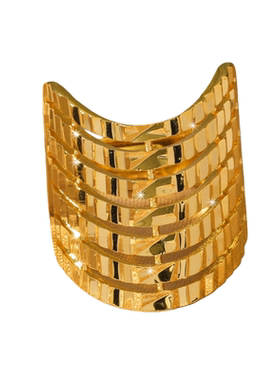 镀24K仿真黄金色U型可调戒指男女