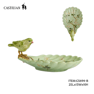 卡斯特兰欧式点心碟小果盆铜配瓷美式相框盒子装饰摆件C5694-B