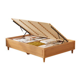 定制全实木床无床头离地侧开箱体储物床1米2单人新型榻榻米高箱床