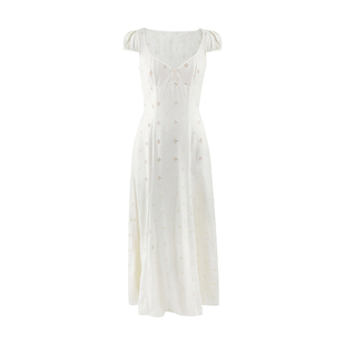 Mummy Cat下蛋喵 【南法假日】法式复古镂空重工刺绣V领连衣裙